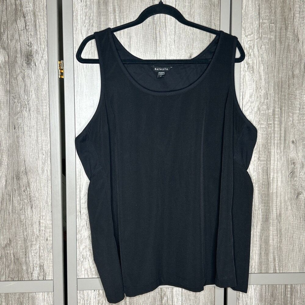 Athleta Tank Top Size 2X Racer Back Mixed Fabric Black Color